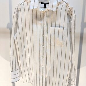 Banana Republic Size Small Linen Camp Shirt Beige/White